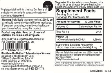 DaVinci Labs Astaxanthin D3 Liquid 30 mL
