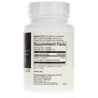 DaVinci Labs Natural Vitamin E-400 60 Softgels
