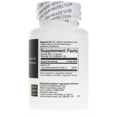 DaVinci Labs Vitamin D3 5000 IU 120 Capsules
