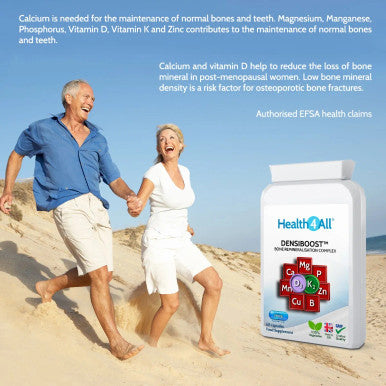 Densiboost Bone Remineralisation 60 Capsules (not Tablets) with Calcium, Magnesium, Manganese, Phosphorus, Copper, Boron, Zinc and Vitamins D3 and K2 MK-7. Made in The UK by Health4All