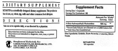 Ecological Formulas Betarutin 500mg 60 Capsules