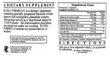 Ecological Formulas B Cell Formula 60 Capsules