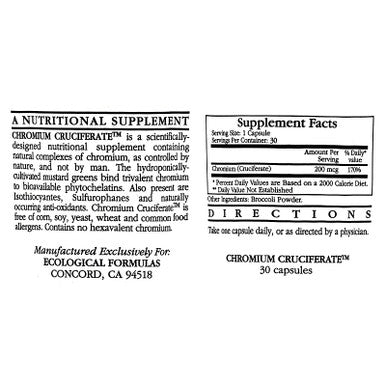 Ecological Formulas Chromium Cruciferate 200mcg 30 Capsules