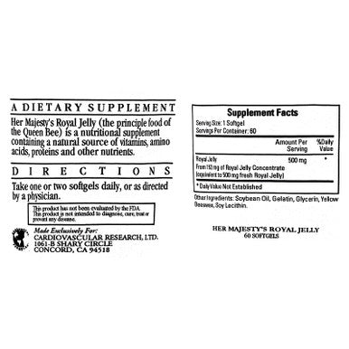 Ecological Formulas Her Majestys Royal Jelly 500mg 60 Softgels