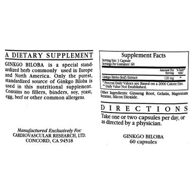 Ecological Formulas Ginkgo Biloba 60 Capsules