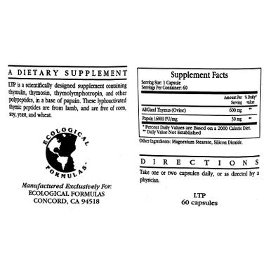 Ecological Formulas LTP Lyphoactivated Thymic Peptides 60 Capsules