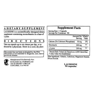 Ecological Formulas Laurisine 90 Capsules