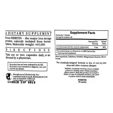 Ecological Formulas Ferritin 5mg 60 Capsules
