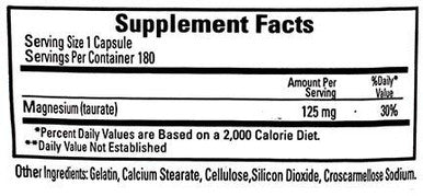 Ecological Formulas Cardiovascular Research Magnesium Taurate 125 mg 60 Capsules