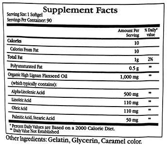 Ecological Formulas/Cardiovascular Research Organic FlaxSeed Oil 1000mg