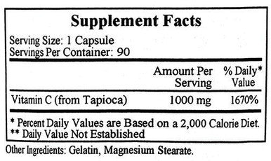 Ecological Formulas/Cardiovascular Research Vitamin C-1000 (from tapioca)