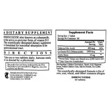Ecological Formulas Dibencozide 60 Tablets