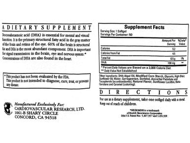 Ecological Formulas Neuromins DHA 100mg 50 Veg Softgels
