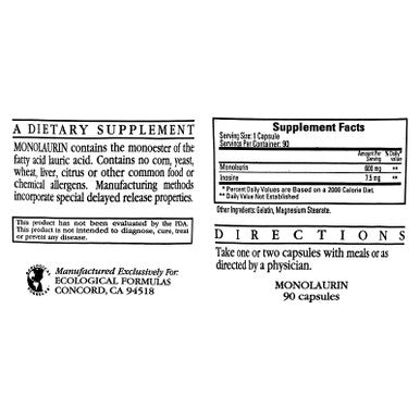 Ecological Formulas Monolaurin 600mg 90 Capsules