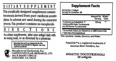 Ecological Formulas Annatto Tocotrienols 125mg 60 Softgels