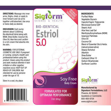 Estriol 5.0 Cream 3 Oz By Sigform