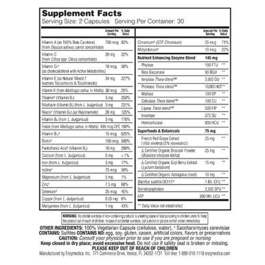 Enzymedica Enzyme Nutrition Multi-Vitamin Two Daily 60 Capsules