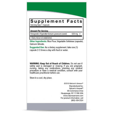 Nature's Answer Fenugreek Seed 90 ct