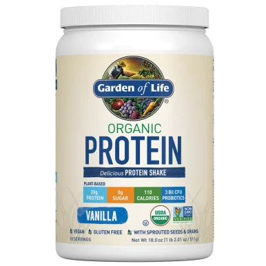 Garden of Life Organic Vegan Protein Plant Based Powder Vanilla 19.05oz Certified Gluten Free Non GMO Dairy Free 20g Protein Per Serving