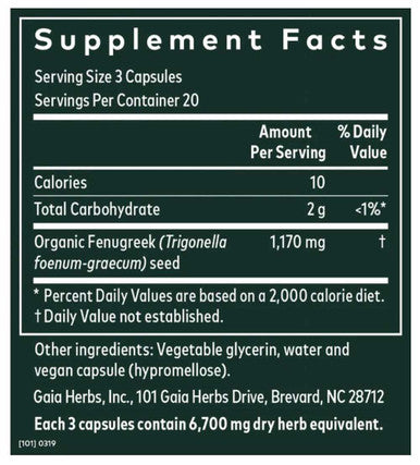 Gaia Herbs Fenugreek Seed Capsules