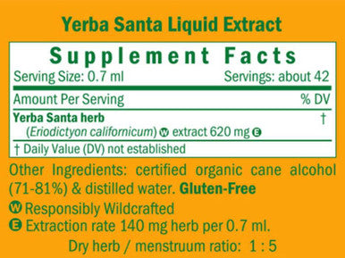 Herb Pharm Yerba Santa Liquid Extract Drops for Respiratory System Support 1 Oz