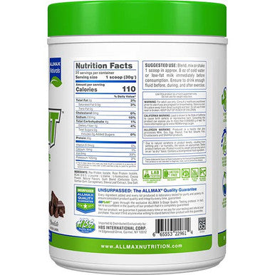 Allmax Nutrition Isoplant Plant Protein Isolate 600 G Flavour Chocolate