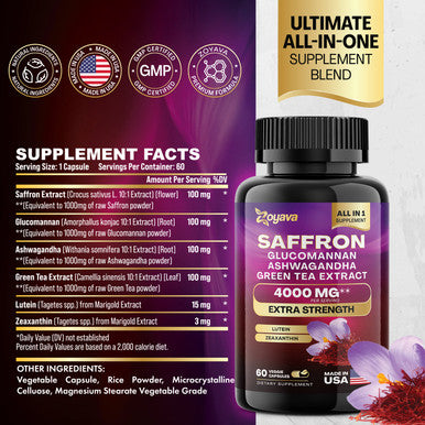 Zoyava Elevate Your Vitality & Wellness: Shilajit Power Shilastrength Blend (15,250Mg) & Saffron Zestyzen Powerhouse (4,000Mg)