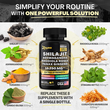 Zoyava Elevate Your Vitality & Wellness: Shilajit Power Shilastrength Blend (15,250Mg) & Saffron Zestyzen Powerhouse (4,000Mg)