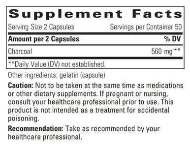 Integrative Therapeutics Activated Charcoal 100 Capsules