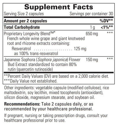 Integrative Therapeutics Resveratrol Ultra 60 Veg Capsules