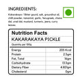 Ingredients and Nutrition facts of Kakarakaya Pickle