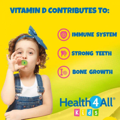 Kids Vitamin D3 600iu Chewable 90 Tablets (V). Sugar Free. Natural Orange Flavour. Made by Health4All Kids