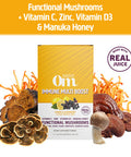 Om Mushroom Superfood Immune Multi Boost Supplement with Vitamin C 10 Single Serving Sachets / Lemon & Elderberry