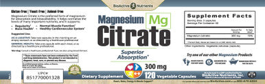 Magnesium Citrate 300 mg 120 caps by BioActive Nutrients