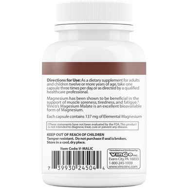 Magnesium Malate 90 caps by Vinco