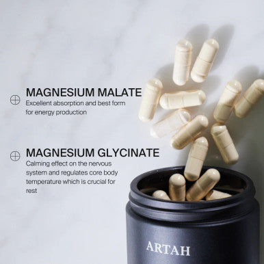 Artah Essential Magnesium HIGH POTENCY MAGNESIUM GLYCINATE + MALATE - 60 Caps