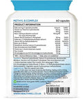 Methyl B Complex 60 Capsules (V) (not Tablets) with Methylcobalamin, Methyl Folate, P5P, Choline, Myo-Inositol, DMG and PABA for Stress Support, Energy and methylation. Made in UK by Health4All