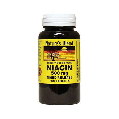 Nature's Blend Niacin Timed Release 500 mg 100 Tablets