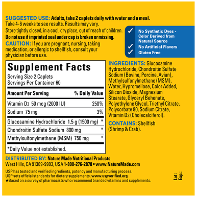 Nature Made Tripleflex Triple Strength Caplets With Vitamin D3 120 Count For Joint Support