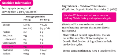 Natvia 100 % Natural Sweetener Canister 200g
