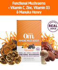Om Mushroom Superfood Immune Multi Boost Supplement with Vitamin C 10 Single Serving Sachets / Orange & Elderberry