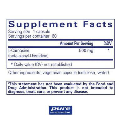 Pure Encapsulations LCarnosine 500 mg 60 vcaps