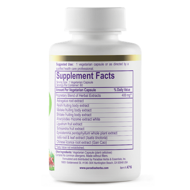 Paradise Herbs Astragalus Reishi & Maitake Plus 60 Vegetarian Capsul