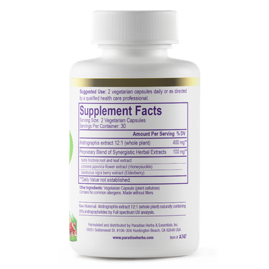 Paradise Herbs Andrographis with Elderberry 60 Vegetarian Capsul