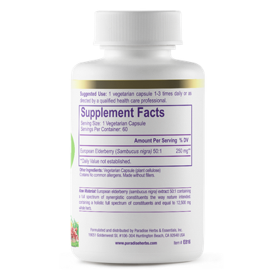 Paradise Herbs Elderberry Herbal Extract 60 Vegetarian Capsul