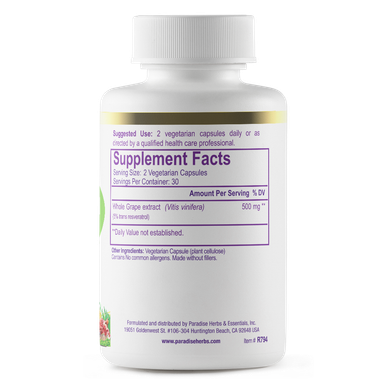 Paradise Herbs MedVita ResveraGrape 60 Vegetarian Capsul