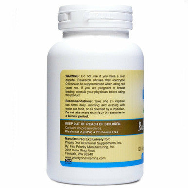 Red Yeast Rice 120 vcaps by Priority One Vitamins