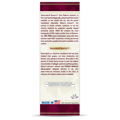 Nature's Answer Resveratrol Reserve Cellular Longevity Complex 5 oz