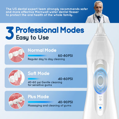 Mornwell Water Flosser Teeth Picks 6 Jets 3 Modes Portable Cordless D52 Water Floss For Teeth Cleaner IPX7 Waterproof Oral Picks