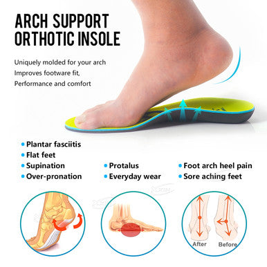 Aningboy Arch Support Insole Orthopedic Insole Men Women Sport Shoe Insert Flat Foot Shoe Pad Size35-46 - Blue